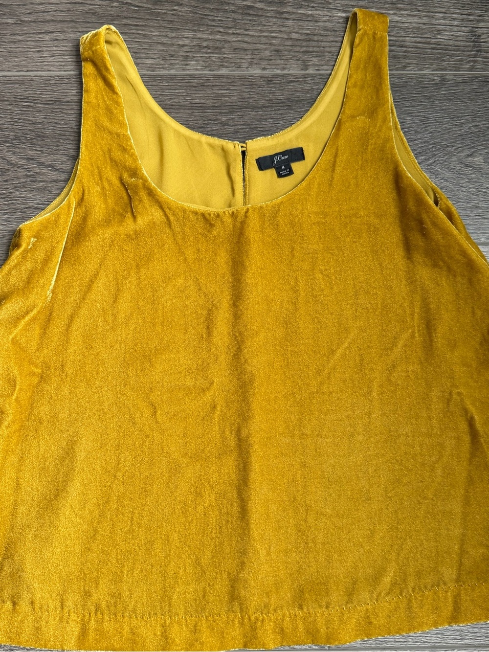 J. Crew • Burnt Yellow Velvet Sleeveless Top - Picture 2 of 3